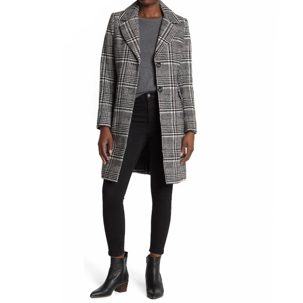 NEW Sam Edelman Two Button Houndstooth Long Blazer